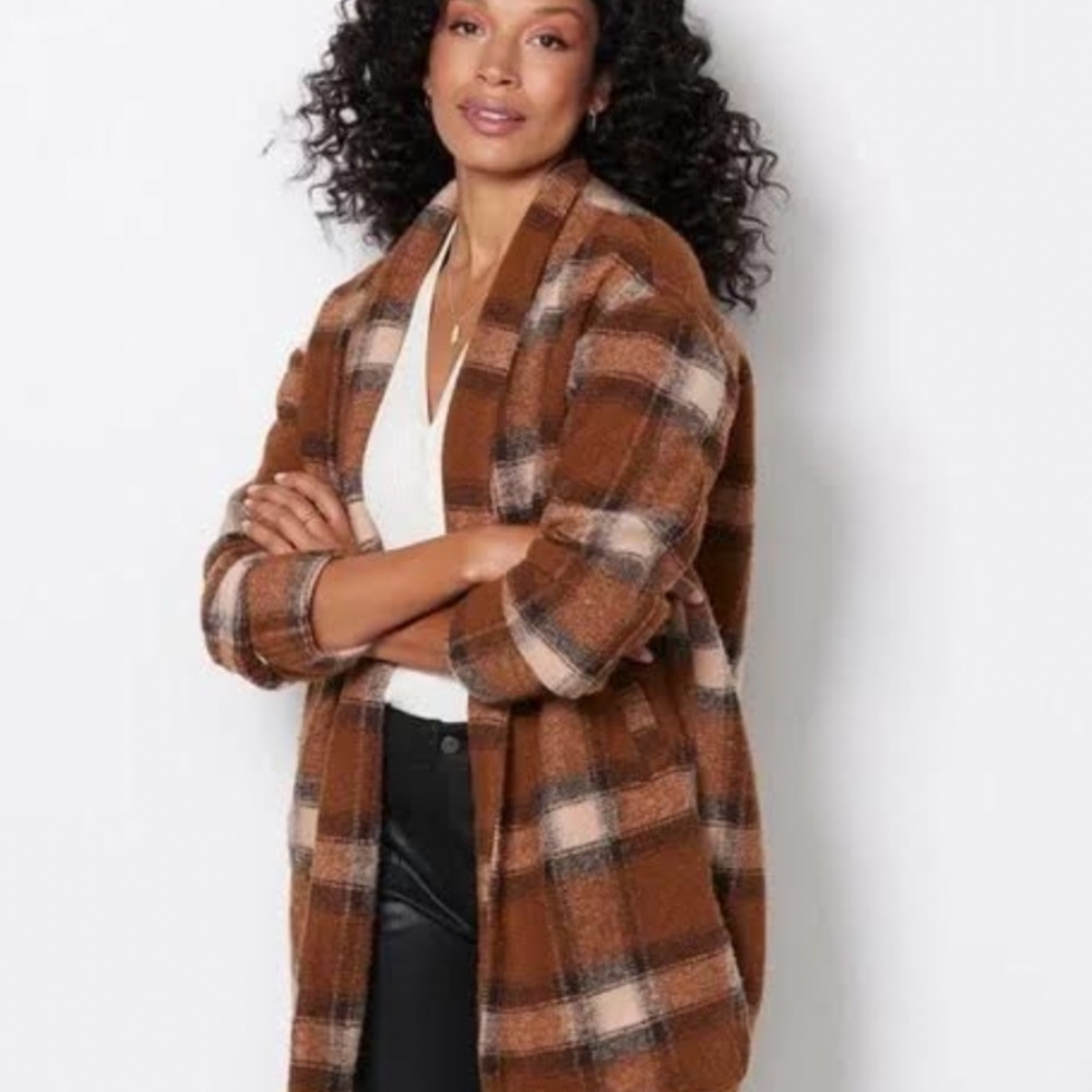 Blank NYC Plaid Cocoon Wanderer Coat